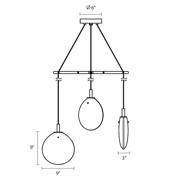 Cantina 3 - Light Satin Black Cluster Pendant