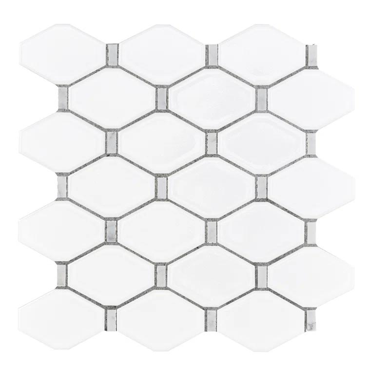 Altair Altair 3.19" x 2.23" Mosaic Sheet Glass Honeycomb Wall & Floor Tile