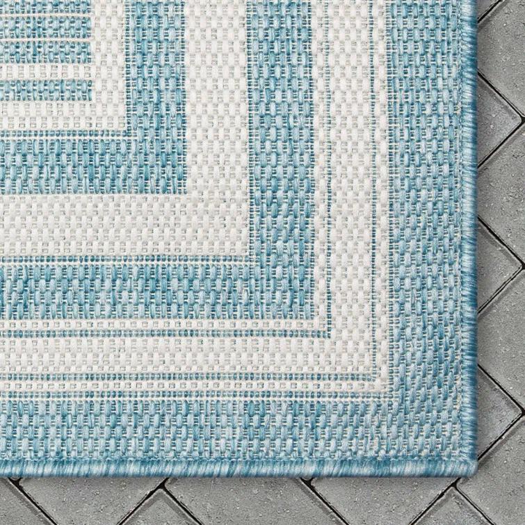Fallon Frankie Stripes Blue Hi-Lo Indoor/Outdoor Area Rug
