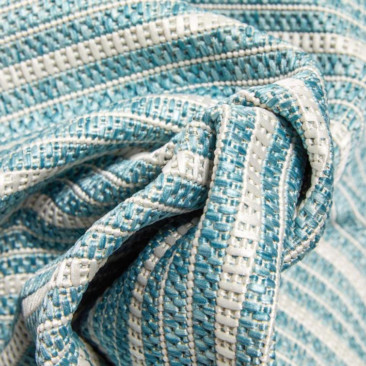 Fallon Frankie Stripes Blue Hi-Lo Indoor/Outdoor Area Rug