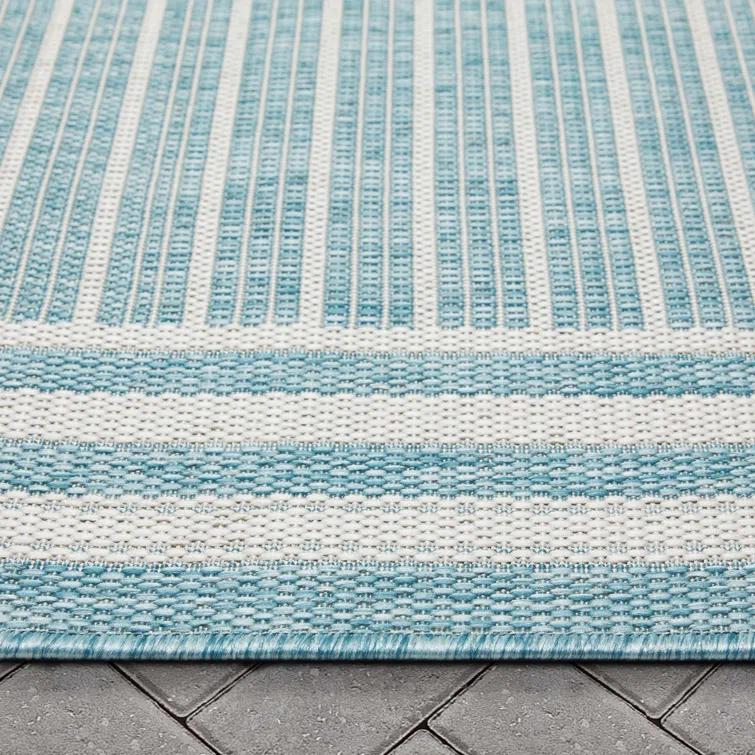 Fallon Frankie Stripes Blue Hi-Lo Indoor/Outdoor Area Rug