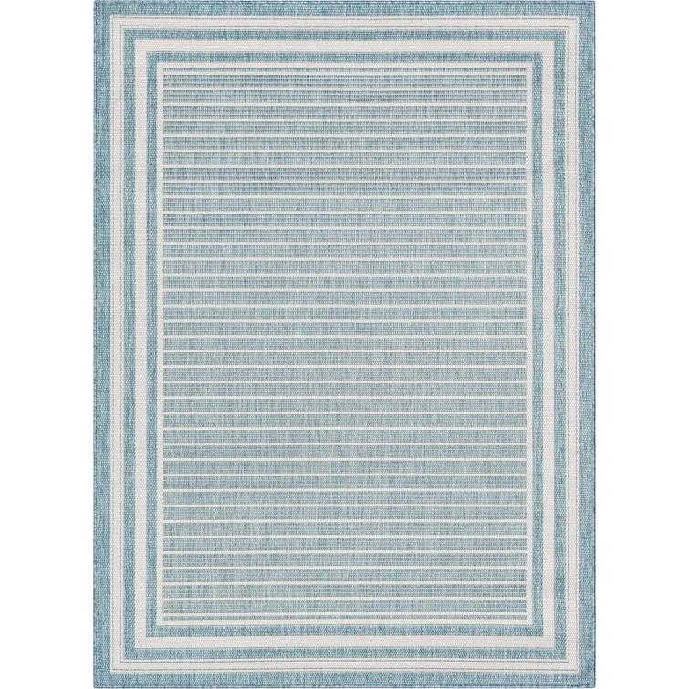 Fallon Frankie Stripes Blue Hi-Lo Indoor/Outdoor Area Rug