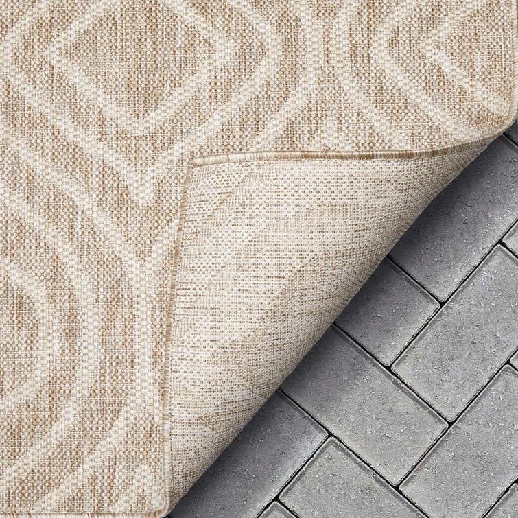 Fallon Ludo Tribal Beige Hi-Lo Indoor/Outdoor Area Rug