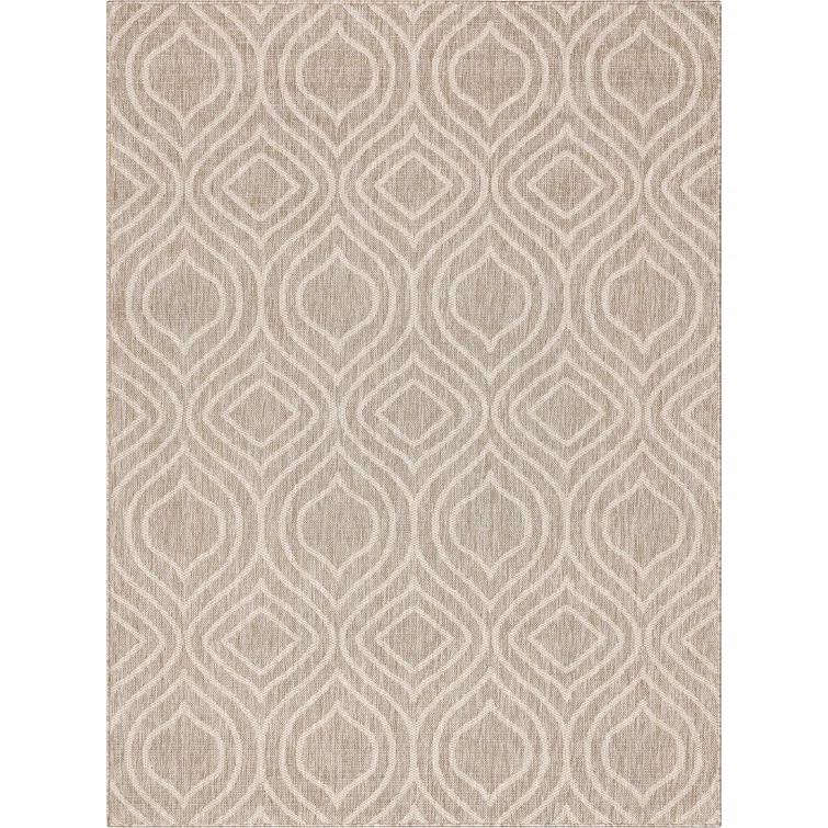 Fallon Ludo Tribal Beige Hi-Lo Indoor/Outdoor Area Rug