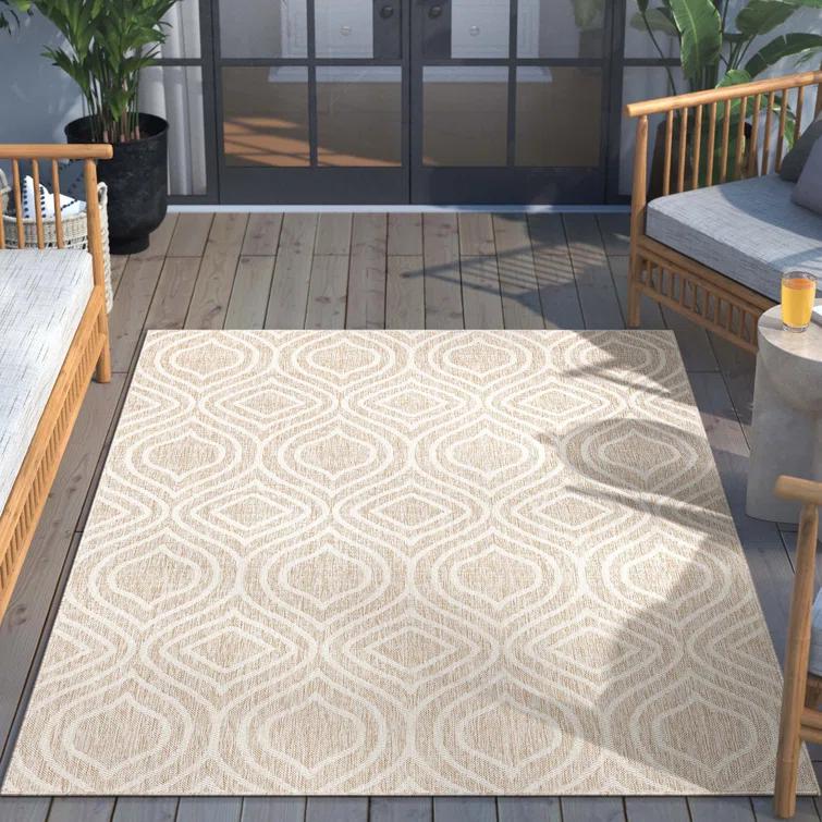 Fallon Ludo Tribal Beige Hi-Lo Indoor/Outdoor Area Rug
