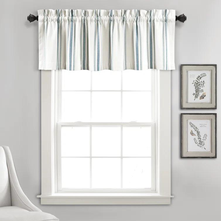 Farmhouse Stripe Striped Ruffled 52'' W Window Valance