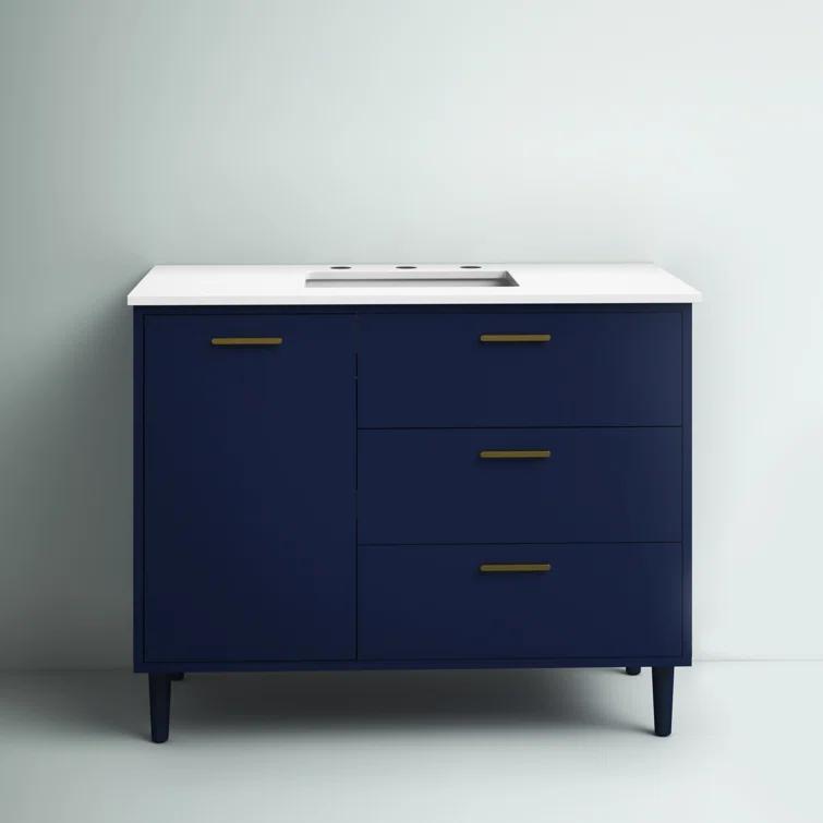 Burroughs 42'' Single Bathroom Vanity with Engineered Marble Top