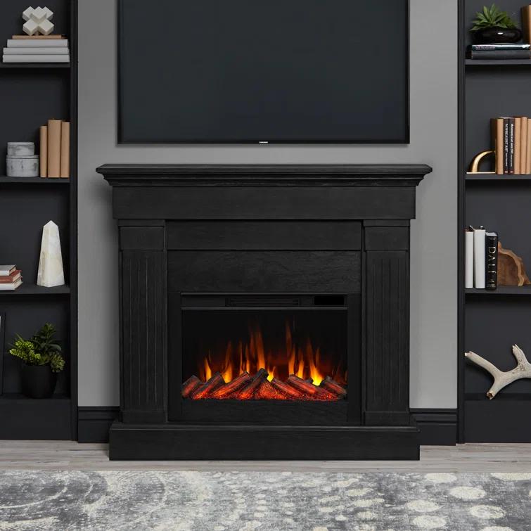 Crawford 48" Slim Electric Fireplace in Black by Real Flame