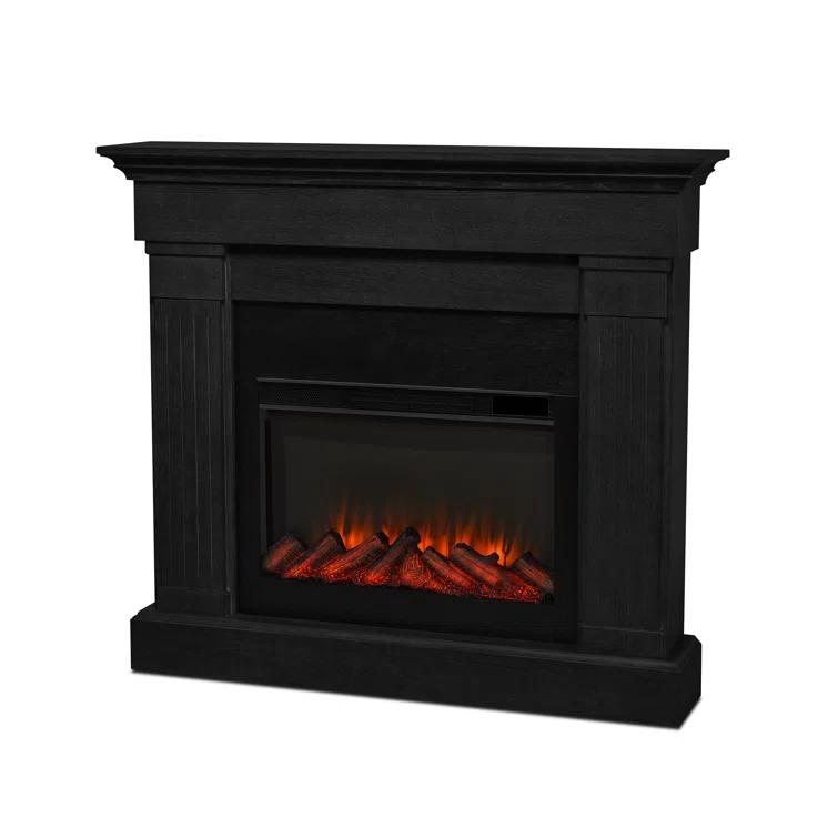 Crawford 48" Slim Electric Fireplace in Black by Real Flame