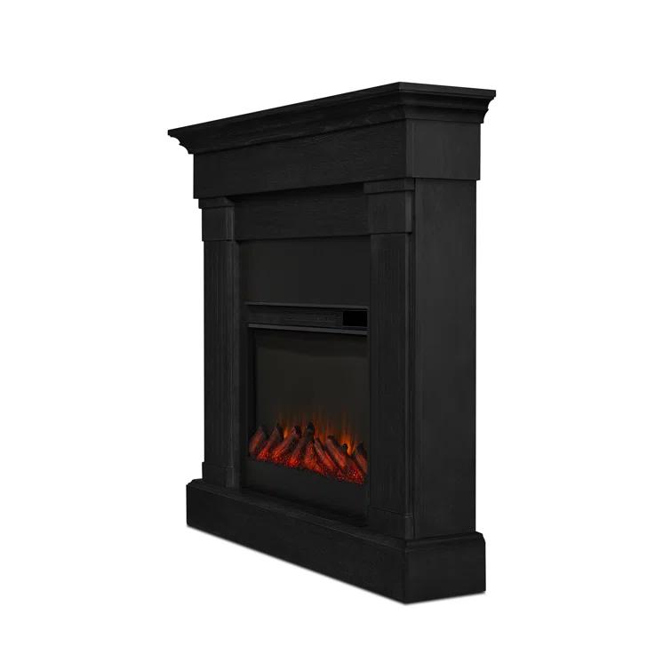 Crawford 48" Slim Electric Fireplace in Black by Real Flame