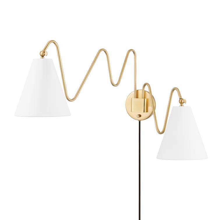 Dellon Double Plug-In Sconce - Antique Brass / Double