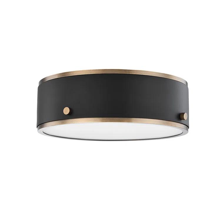 Oslo Flush Mount Light - Brass and Black / 12"Dia