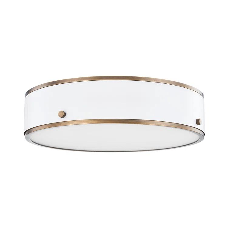 Oslo Flush Mount Light - Brass and White / 16" Dia