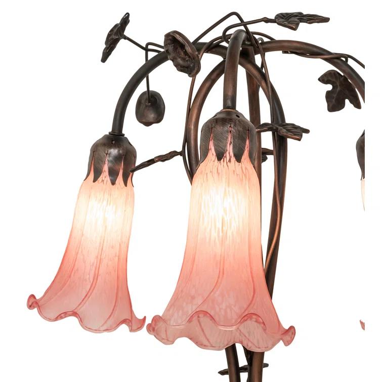 58" High Pink Tiffany Pond Lily 3 Light Floor Lamp