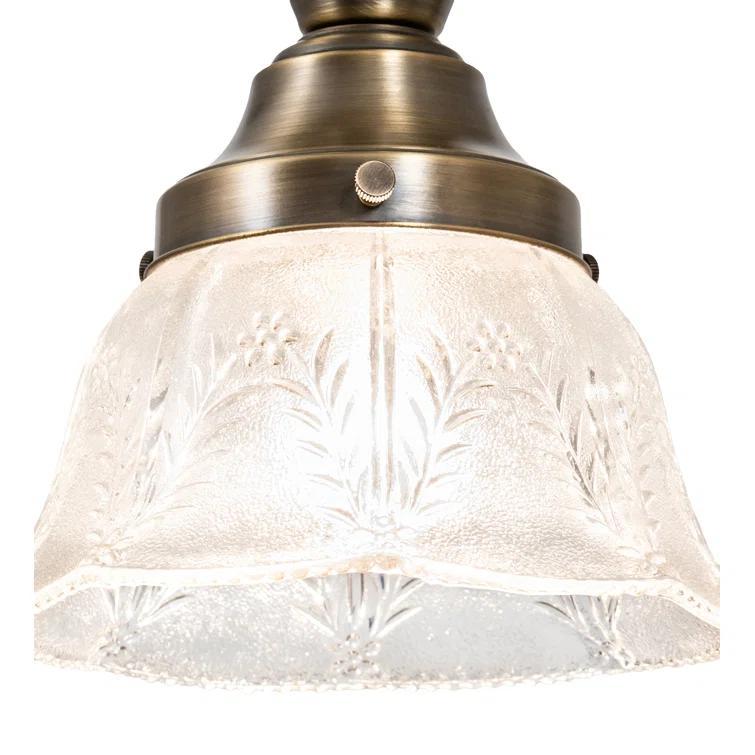 Antique Brass & Clear Glass Single-Light Semi-Flush Mount