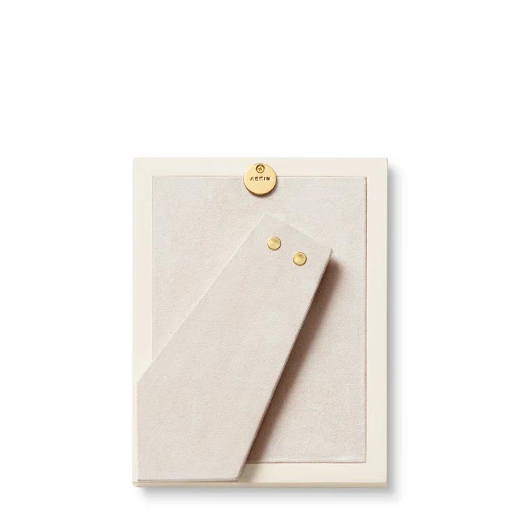 AERIN Shagreen Cream Leather Embossed Picture Frame