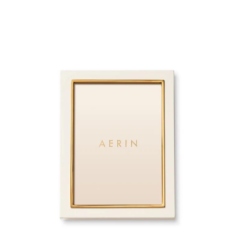 AERIN Shagreen Cream Leather Embossed Picture Frame