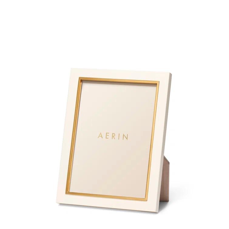 AERIN Shagreen Cream Leather Embossed Picture Frame