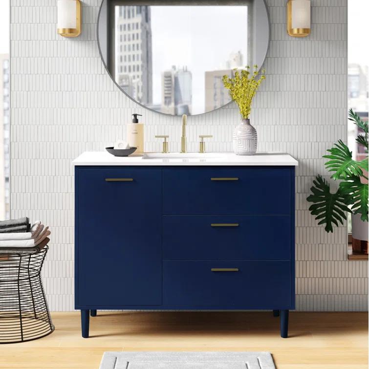 Burroughs 42'' Single Bathroom Vanity with Engineered Marble Top