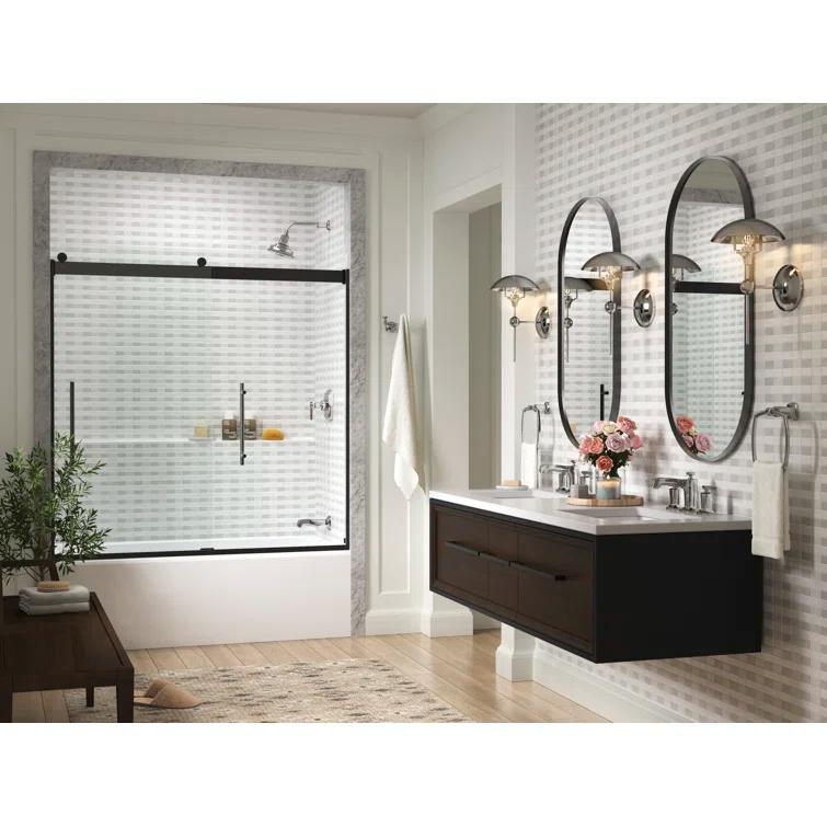 Levity Plus Less Sliding Bath Door, 61-9/16 In. H X 56-5/8 - 59-5/8 In. W, With 5/16 In.-Thick Crystal Clear Glass