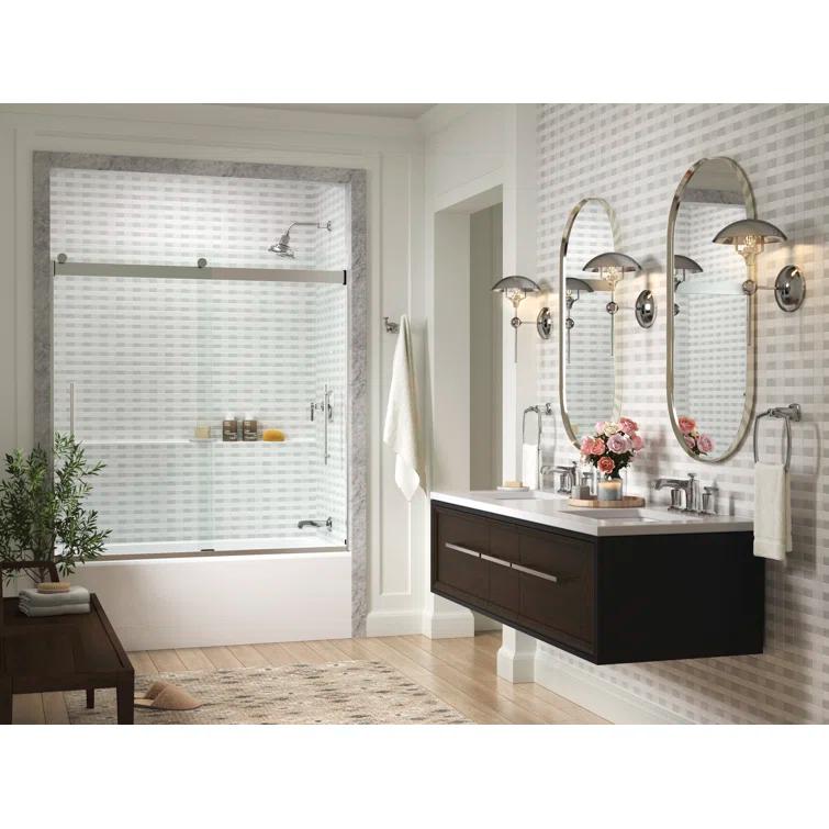Levity Plus Less Sliding Bath Door, 61-9/16 In. H X 56-5/8 - 59-5/8 In. W, With 5/16 In.-Thick Crystal Clear Glass