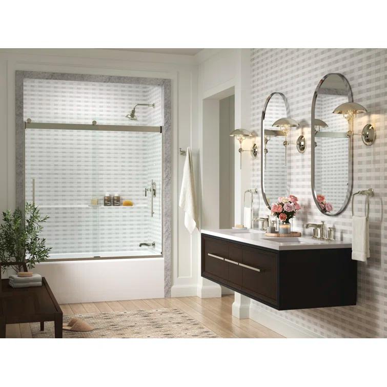 Levity Plus Less Sliding Bath Door, 61-9/16 In. H X 56-5/8 - 59-5/8 In. W, With 5/16 In.-Thick Crystal Clear Glass