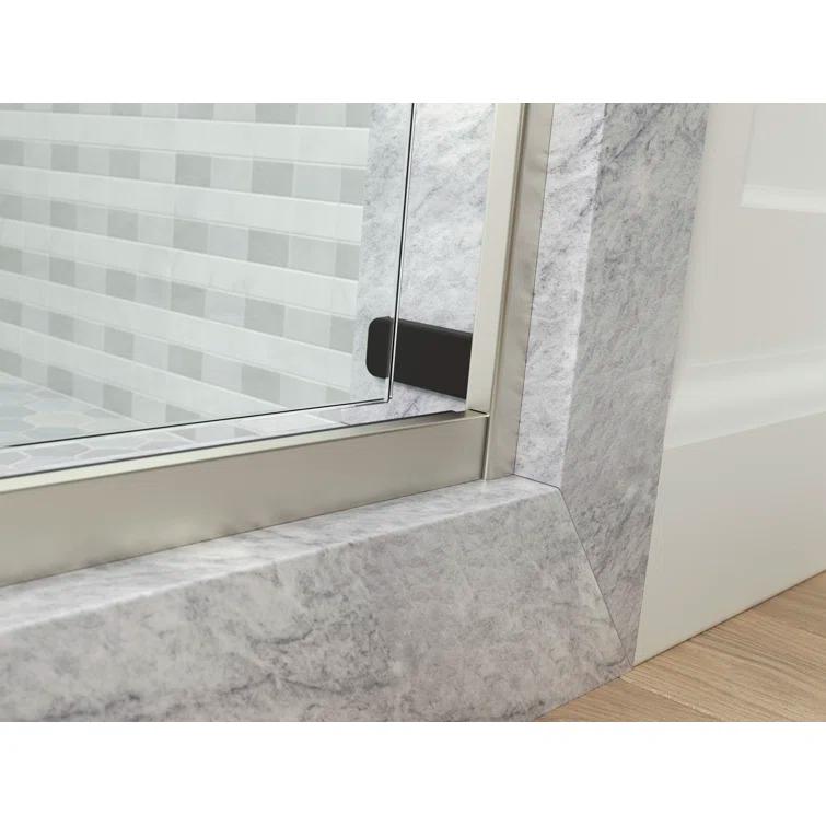 Levity Plus Less Sliding Bath Door, 61-9/16 In. H X 56-5/8 - 59-5/8 In. W, With 5/16 In.-Thick Crystal Clear Glass