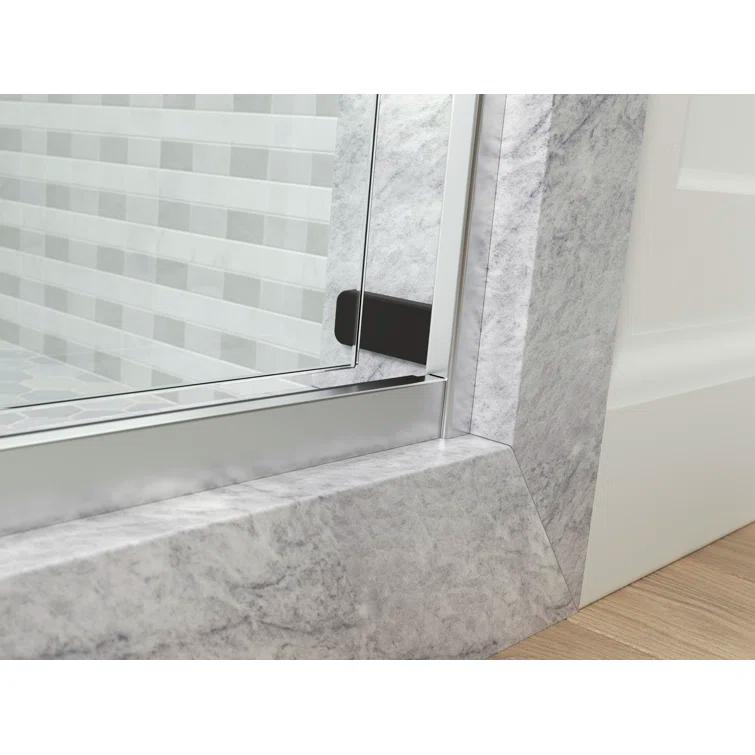 Levity Plus Less Sliding Bath Door, 61-9/16 In. H X 56-5/8 - 59-5/8 In. W, With 5/16 In.-Thick Crystal Clear Glass