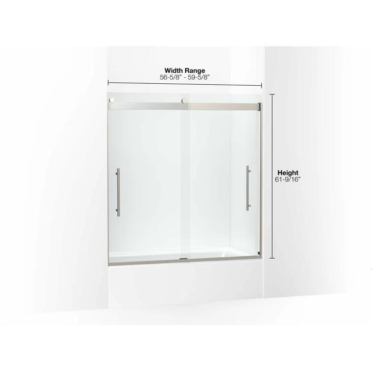 Levity Plus Less Sliding Bath Door, 61-9/16 In. H X 56-5/8 - 59-5/8 In. W, With 5/16 In.-Thick Crystal Clear Glass