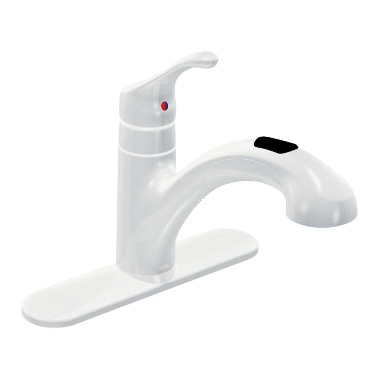 MOEN Renzo Spot Resist Stainless 9 in. H Pull Out Sprayer Kitchen Faucet with 360° Spout Swivel and PowerClean