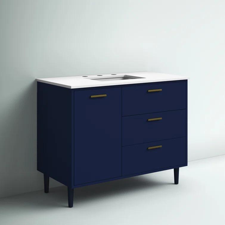 Burroughs 42'' Single Bathroom Vanity with Engineered Marble Top