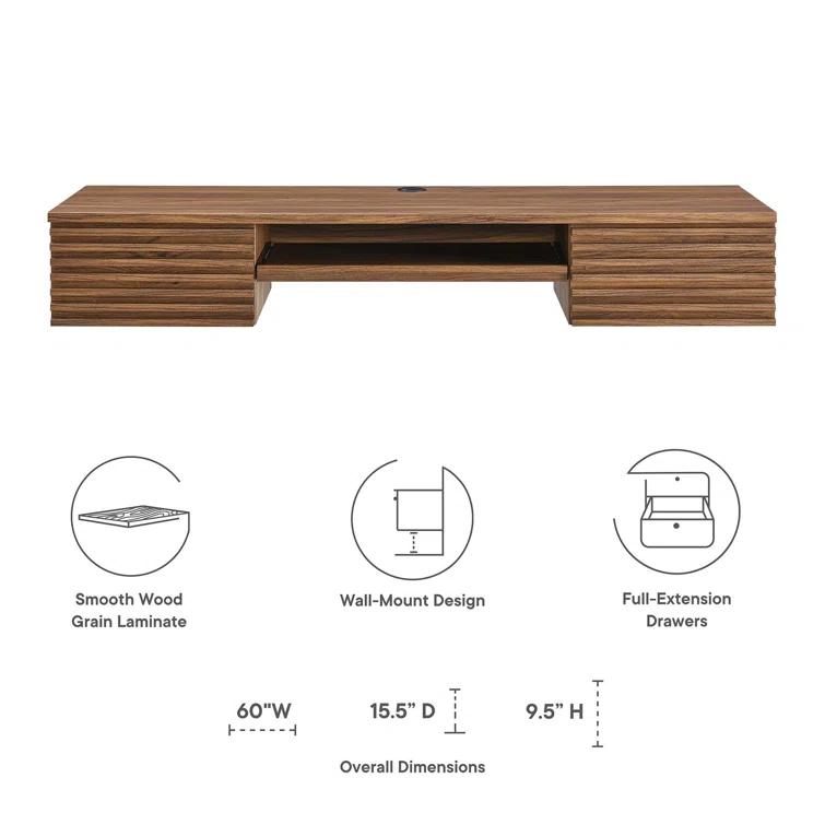 Modway Modway Render Wall Mount Wood Office Desk