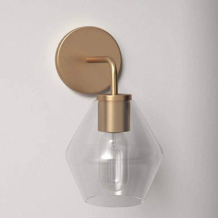 Rooks Single Light Glass Steel Dimmable Armed Sconce
