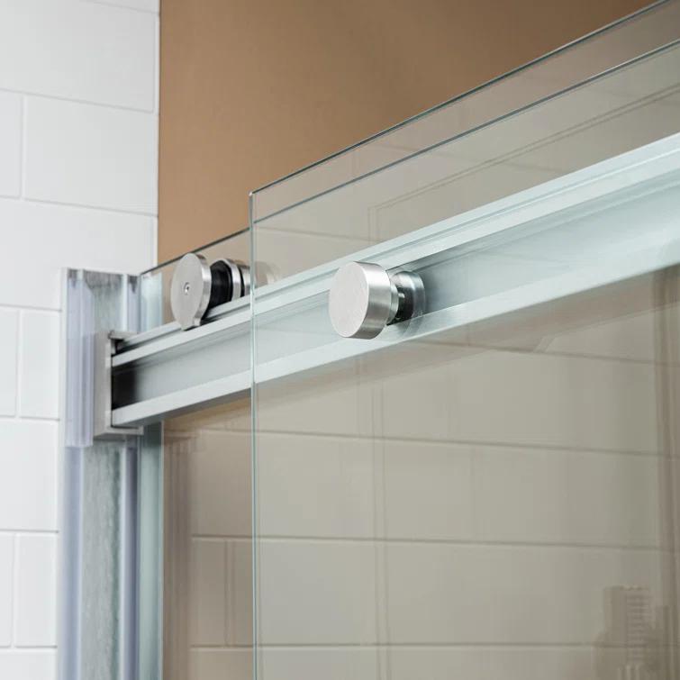 WoodBridge 44-48" W x 80" H Double Sliding Semi- Frameless Shower Door with 5/16"(8mm) Clear Tempered Glass SURFK-4880--BN