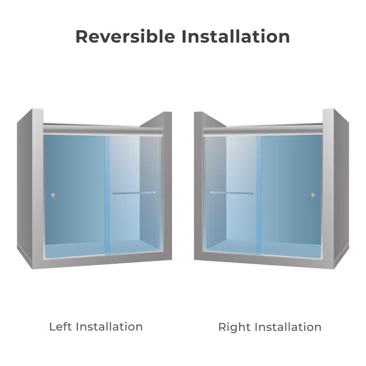 44" - 48" W 70" H Double Sliding Semi-Frameless Shower Door