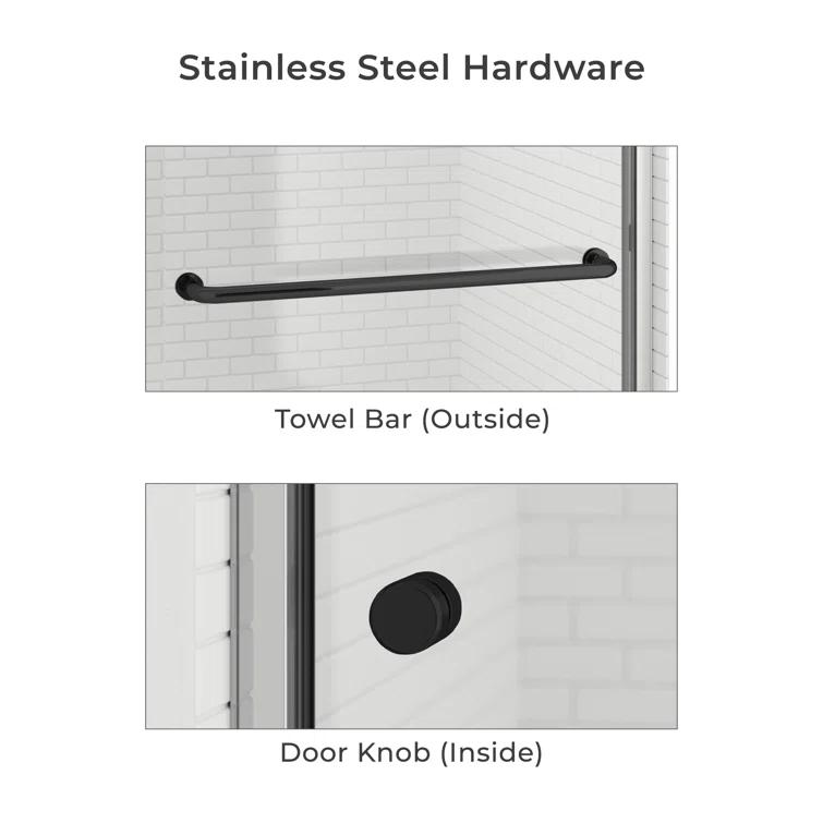 44" - 48" W 70" H Double Sliding Semi-Frameless Shower Door
