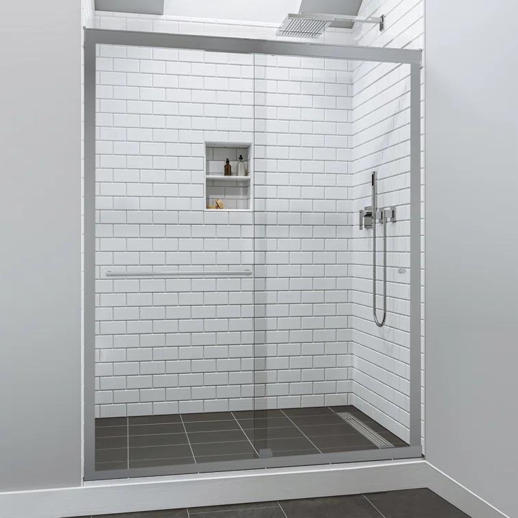 44" - 48" W 70" H Double Sliding Semi-Frameless Shower Door