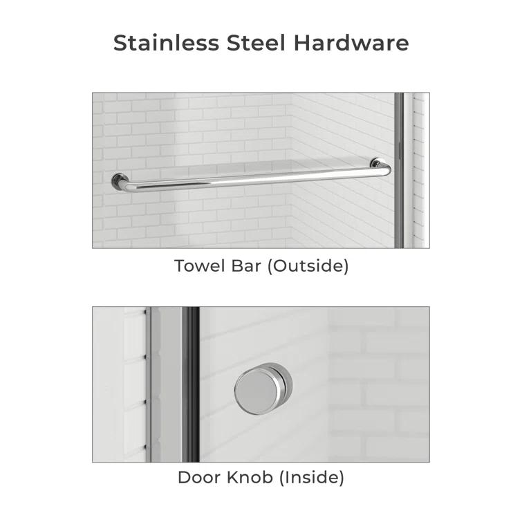 44" - 48" W 70" H Double Sliding Semi-Frameless Shower Door