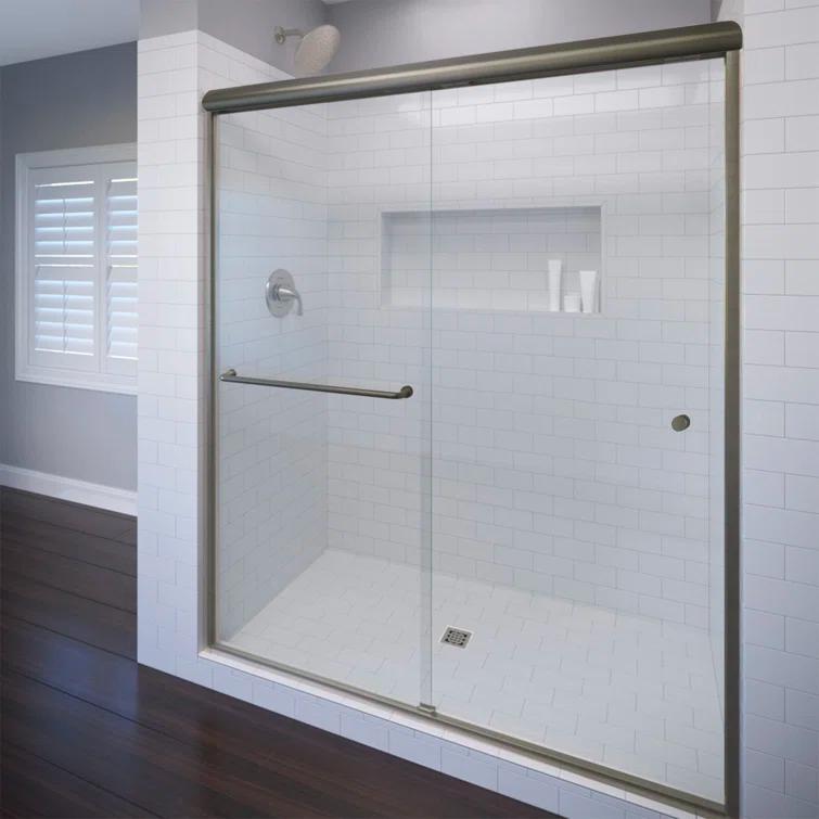 44" - 48" W 70" H Double Sliding Semi-Frameless Shower Door