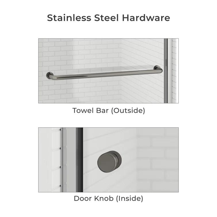 44" - 48" W 70" H Double Sliding Semi-Frameless Shower Door