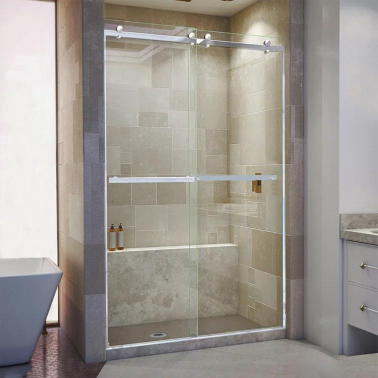 44" - 48" W 74” H Double Sliding Frameless Shower Door