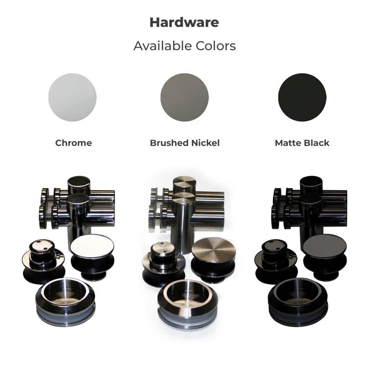 56" - 60" W 74” H Double Sliding Frameless Shower Door with Fixed Glass Panel