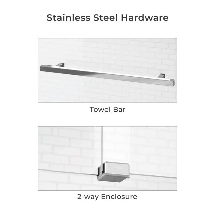 44" - 48" W 74” H Double Sliding Frameless Shower Door