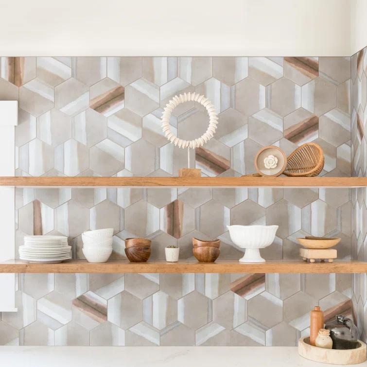 Matter Hex Canvas 8' x 9' Stone Look Wall & Floor Tile