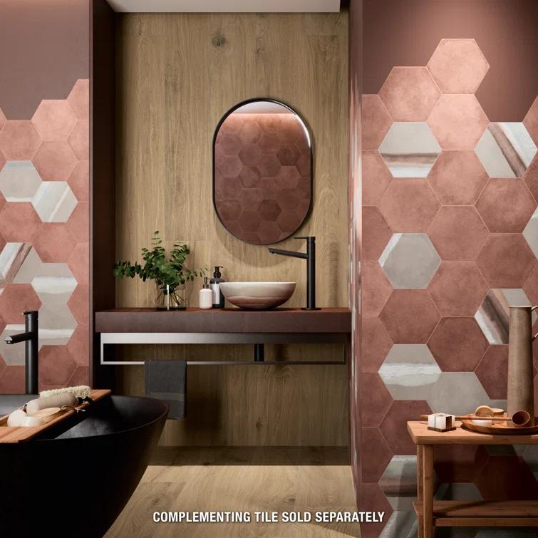 Matter Hex Canvas 8' x 9' Stone Look Wall & Floor Tile