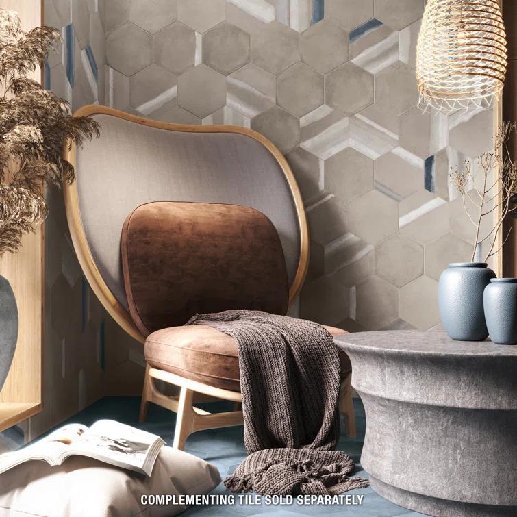 Matter Hex Canvas 8' x 9' Stone Look Wall & Floor Tile