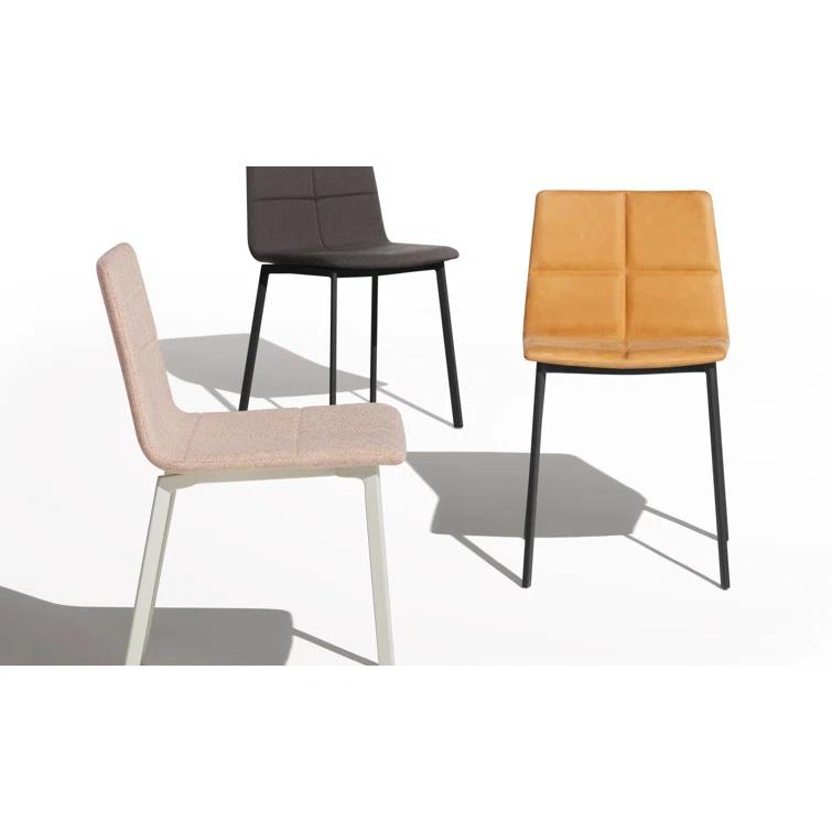 Gunmetal Textured Leather Counter Stool with Black Metal Frame