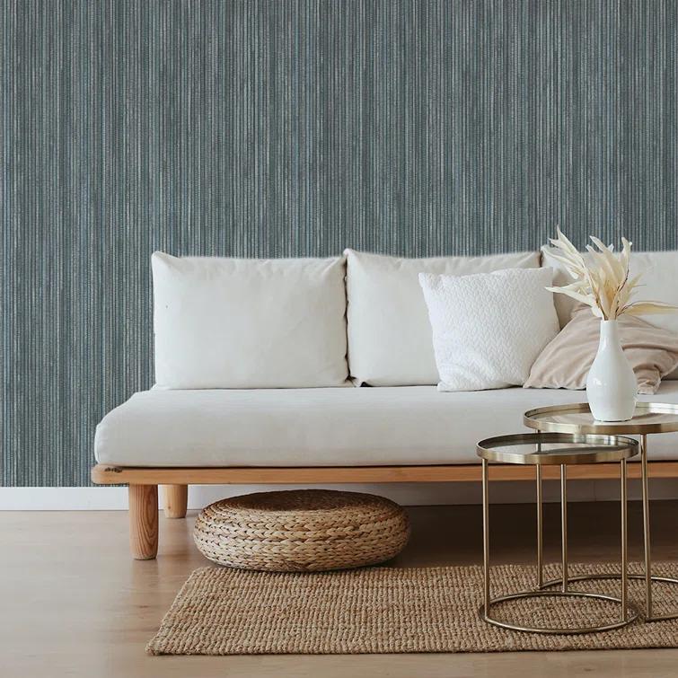 Tempaper & Co. 28 sq ft Faux Grasscloth Removable Peel and Stick Wallpaper Textured Chambray : Vinyl, Self-Adhesive, Blue