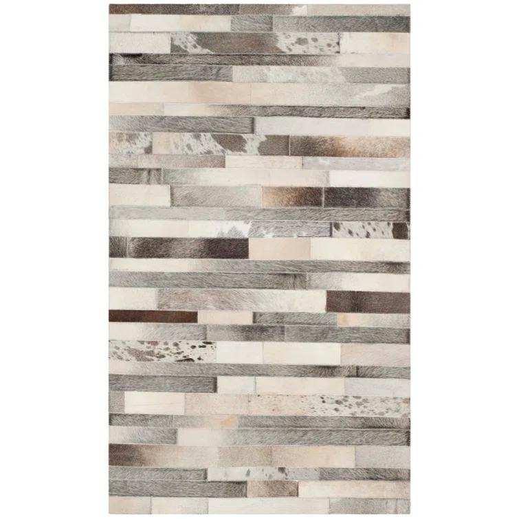 Fazeley Studio Leather Hand Woven Leather Geometric Rug