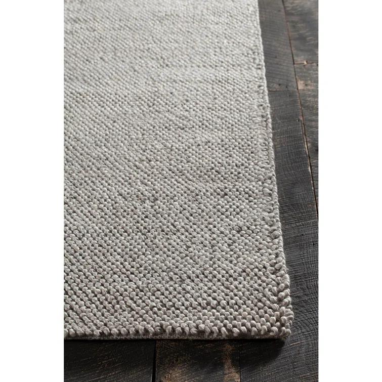 Handmade Burton Gray Wool-Viscose Blend Rectangular Area Rug 9'x13'
